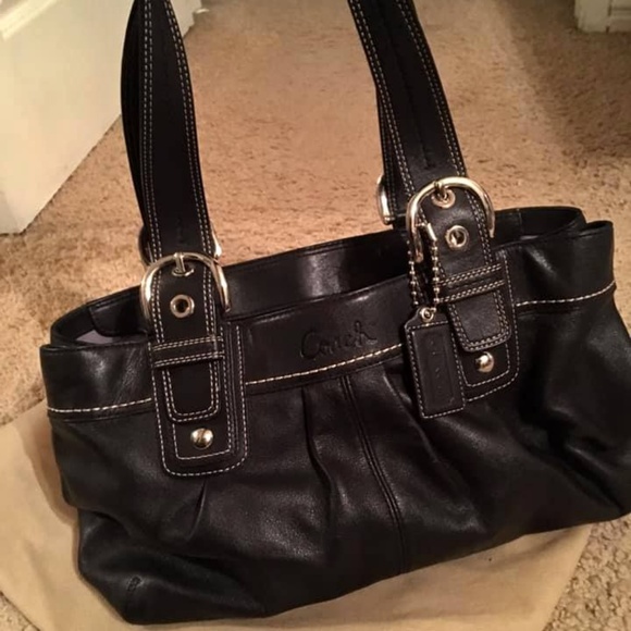 Black Leather Coach Purse - Authentic - Picture 2 of 4